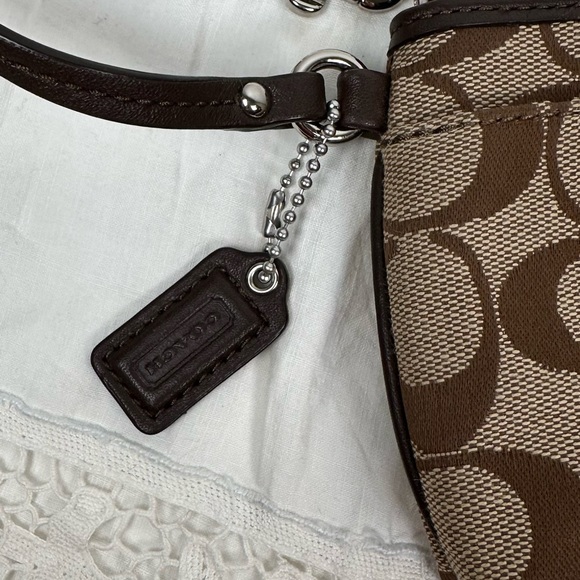 Coach Signature Tan Brown Canvas Leather Wristlet Wallet Small Purse - Picture 9 of 9